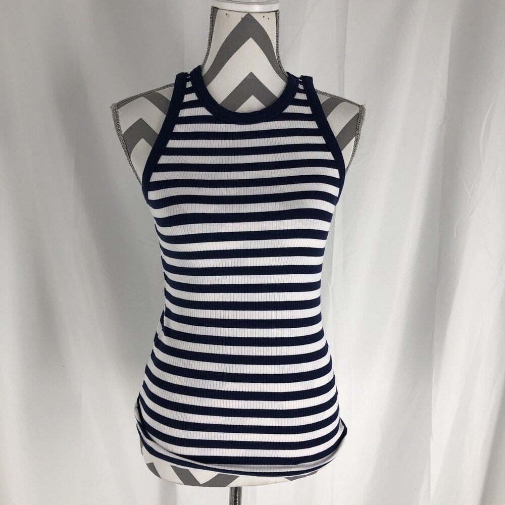 Maurice’s 24/7 Ribbed Tank Navy And White Stripe Medium